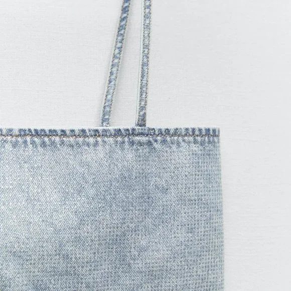 🆕 ZARA DENIM CROP TOP WITH RHINESTONES | ZARA DENIM - Picture 8 of 12